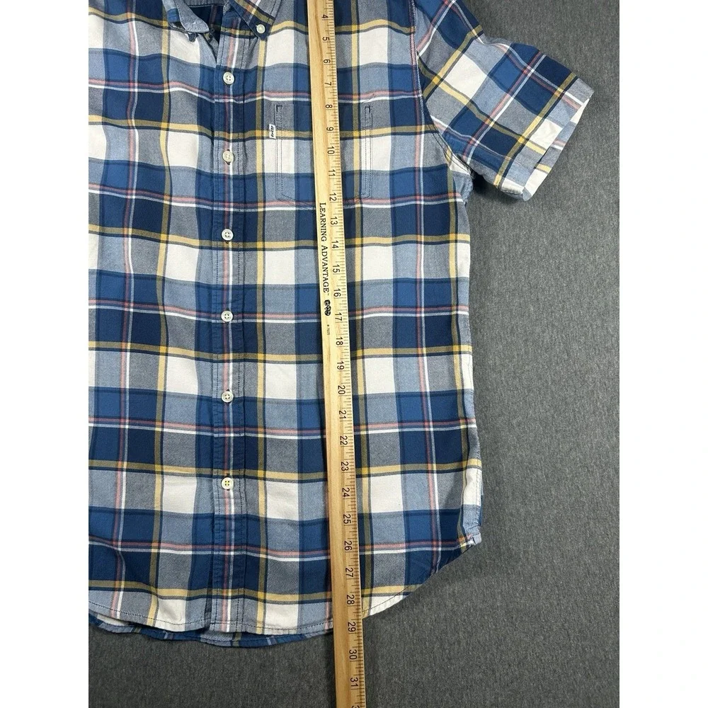Levi's Men's‎ Slim Fit Short Sleeve Plaid Button Down Shirt Blue Yellow Large